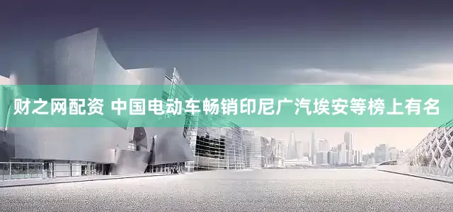 财之网配资 中国电动车畅销印尼广汽埃安等榜上有名